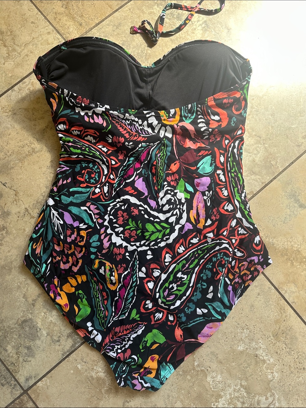 Anne Cole Black One-Piece Swimsuit with Multicolor Paisley Print - Picture 3 of 3